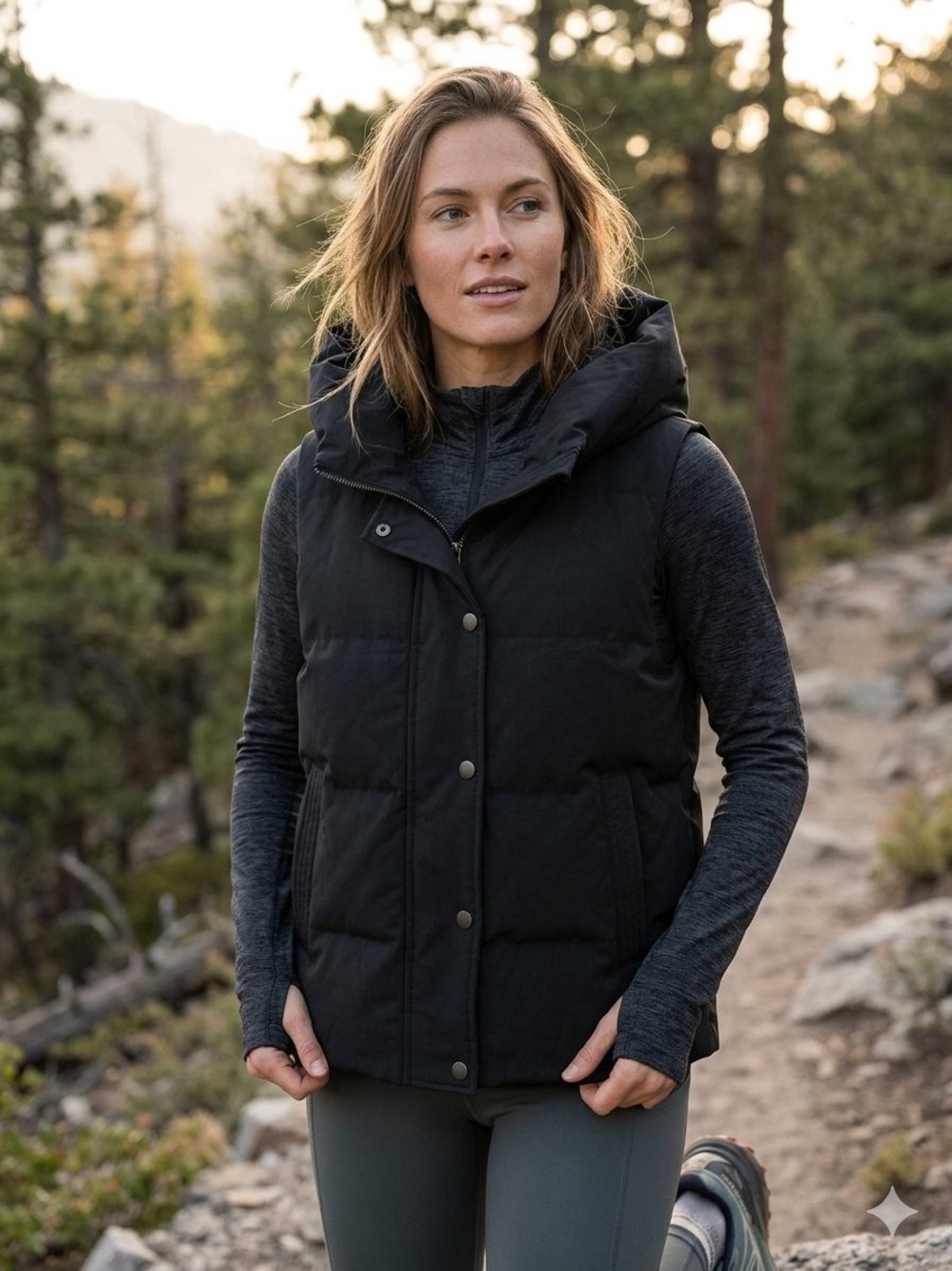 Kyodan Black Quilted Hooded Puffer Vest